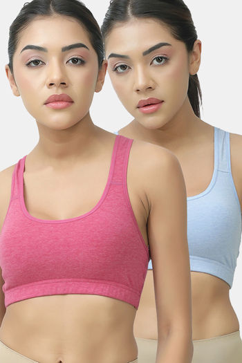 Buy Lady Lyka Soft Strechable Sports Bra (Pack of 2) - Multicolor
